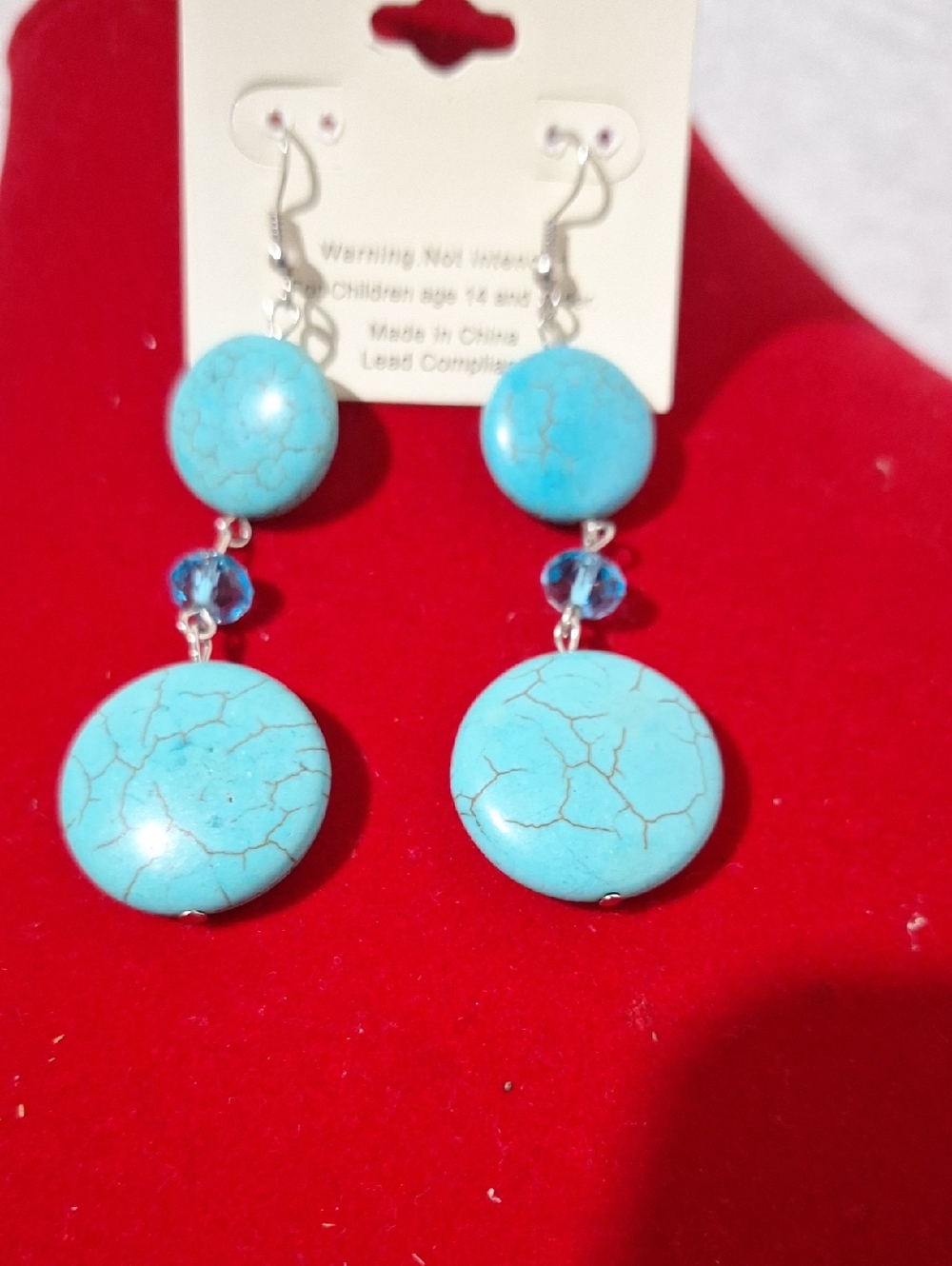 Turquoise Double-Drop Stone Earrings - Women Jewelry